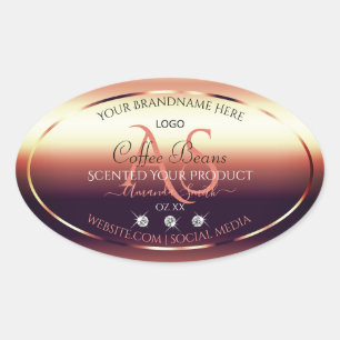 Chic Red Brown Product Labels Jewels Initials Logo
