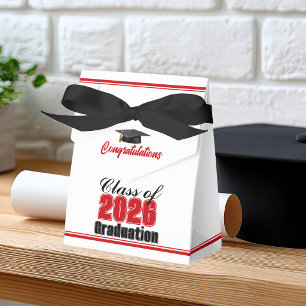 Chic Red Class of 2026 Custom Graduation Favour Box
