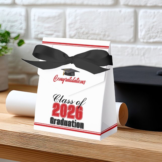 Chic Red Class of 2026 Custom Graduation Favour Box (Creator Uploaded)