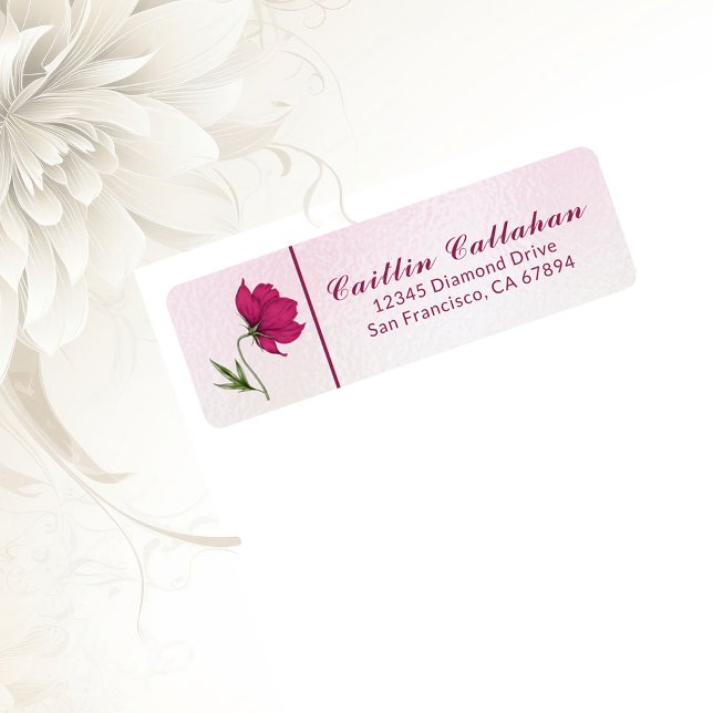 Chic Red Cosmos Floral Return Address Label (Creator Uploaded)