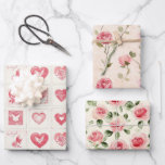 Chic Red Cream Love Hearts Wedding Wrapping Paper Sheet<br><div class="desc">Chic Red Cream Love Hearts Wedding</div>