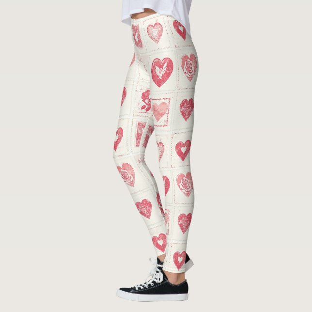 Chic Red Cream Valentine Leggings (Left)