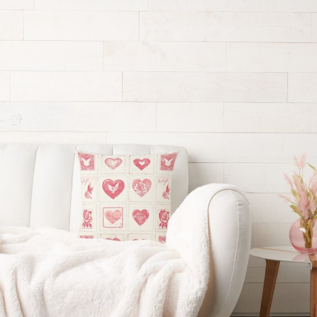 Chic Red Cream Valentine Love Cushion (Couch)