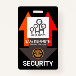 Chic Red Direction Arrows Security Photo Template ID Badge