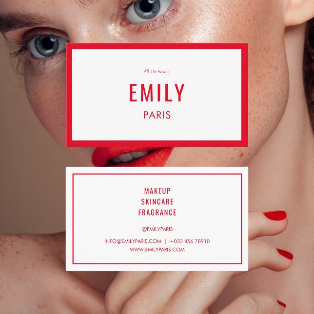 Chic Red Fashion Stylist / Beauty Business Card (Creator Uploaded)