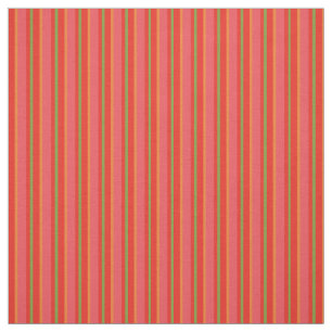 Chic Red Field Poppies Snazzy Striped Fabric