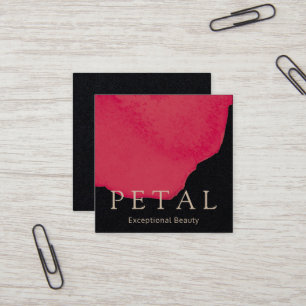 Chic Red Floral Watercolor Rose Petal Beauty Square Business Card