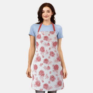 Chic Red Flowers Apron