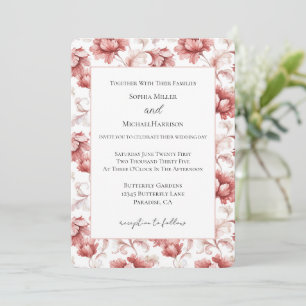 Chic Red Flowers Elegant Wedding Invitation
