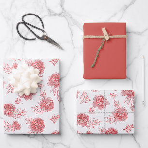 Chic Red Flowers   Wrapping Paper Sheet