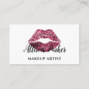 Chic  Red Glitter Lips Makeup Artist  Business Card