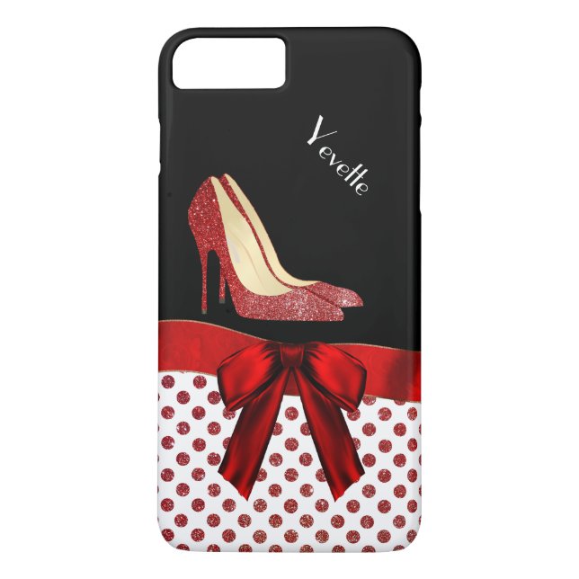 Chic Red Glitter Stilettos iPhone 7 Plus Case (Back)