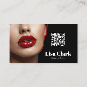 Chic Red Gloss Lipstick Glam Makeup Artist  Business Card