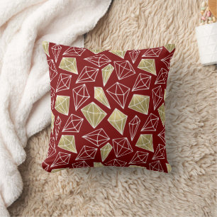 Chic Red Gold Diamonds Christmas Cushion