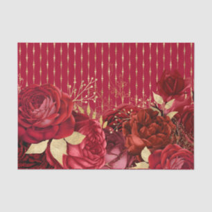 Chic Red Gold Floral Tissue Paper