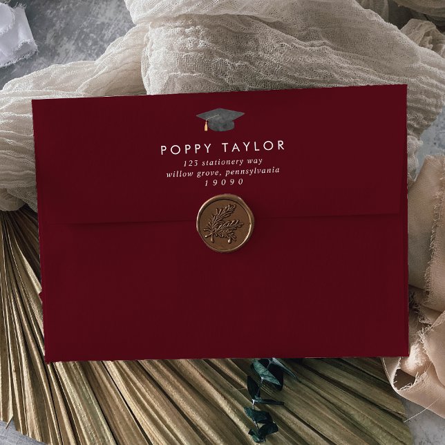 Chic Red Graduation Announcement Envelope (Creator Uploaded)