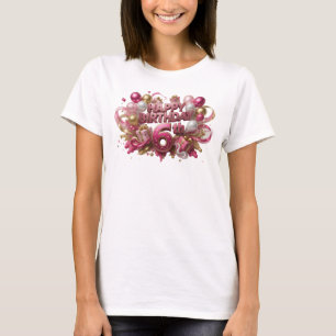 Chic Red HAPPY BIRTHDAY 6TH Custom Tee