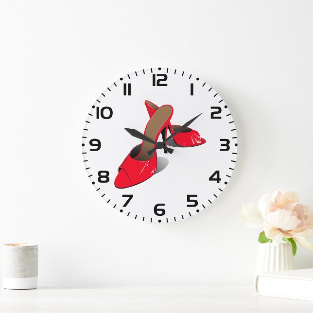 Chic Red High Heels Glamourous Stiletto Fashion  Large Clock (Creator Uploaded)