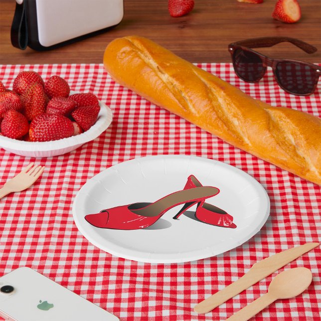 Chic Red High Heels Glamourous Stiletto Fashion  Paper Plate (Creator Uploaded)