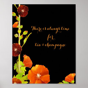 Chic Red Hollyhocks Customisable Business Poster