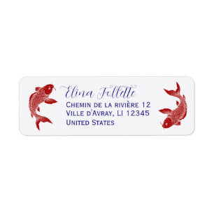 Chic Red Koi fish return address