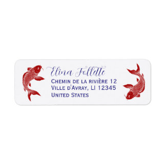 Chic Red Koi fish return address