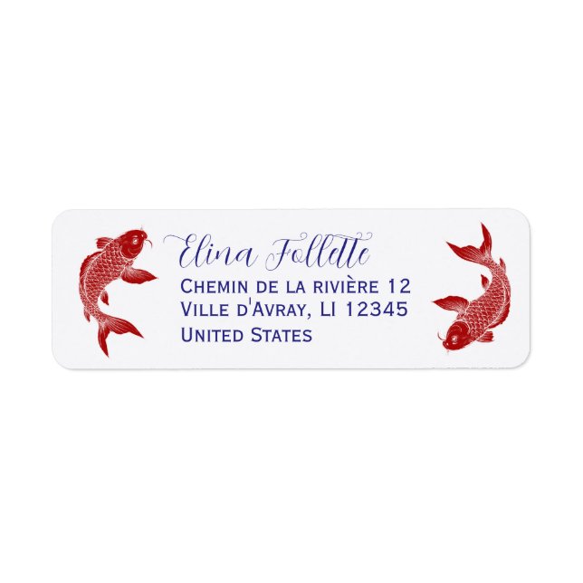 Chic Red Koi fish return address (Front)