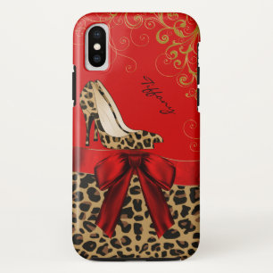 Chic Red & Leopard Print  iPhone X Case