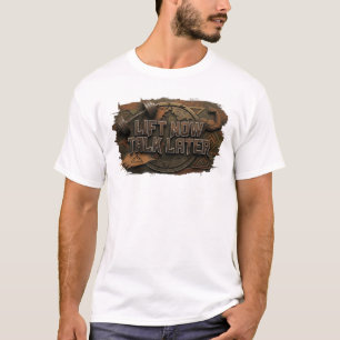 Chic Red LIFT NOW TALK LATER Artistic Motif T-Shirt