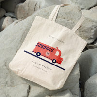 Chic Red Navy Fire Truck Engine Baby Shower