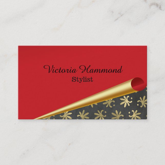 Chic Red Optical Illusion Business Card (Front)
