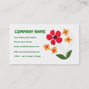 Chic Red, Orange Flowers Business Card