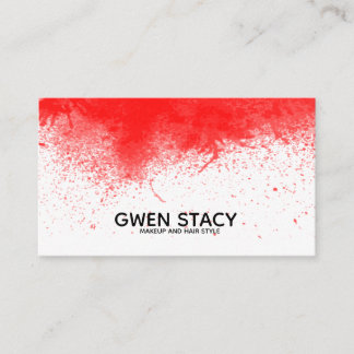 Chic Red Paint Splash on Plain White Business Card