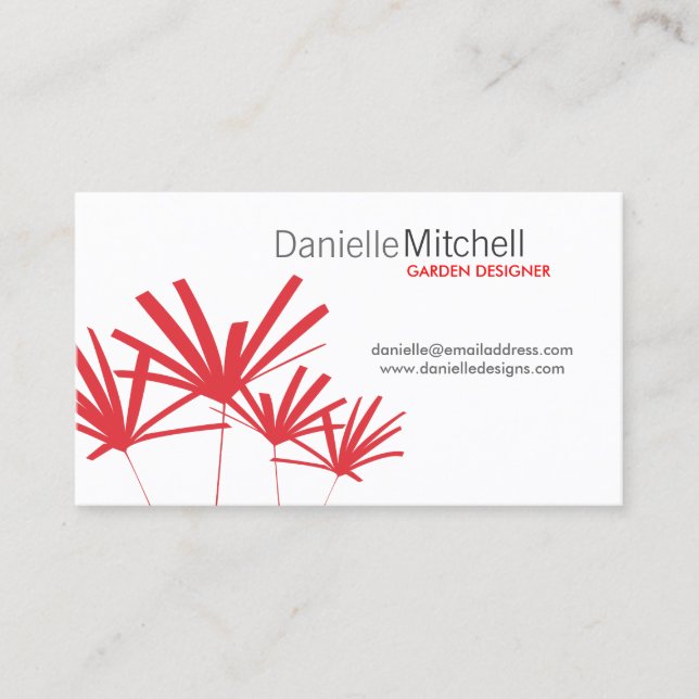 Chic Red Palms Business Card (Front)