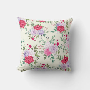 chic red,pink floral cushion