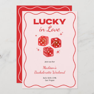 Chic Red Pink Lucky In Love Bachelorette Itinerary Invitation
