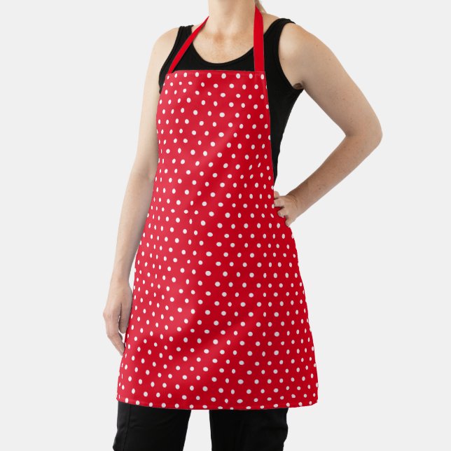 Chic Red Polka Dot Pattern Apron (Insitu)
