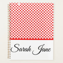 Chic Red Polka Dots Elegant Script Custom Name