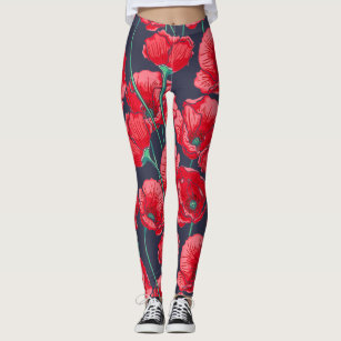 Women's Red Poppy Flowers Leggings & Tights