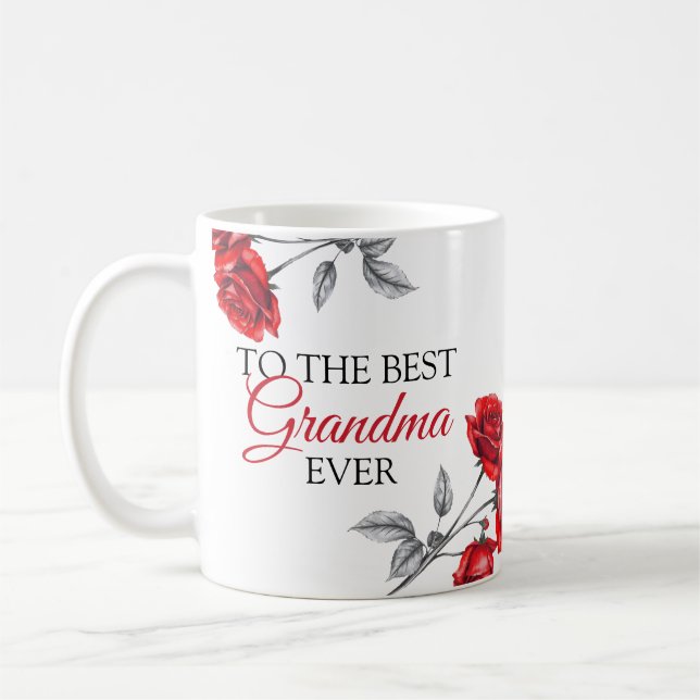 Chic Red Roses Best Grandma Coffee Mug (Left)