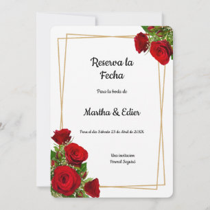 Chic Red Roses Matrimony Formal Save The Date