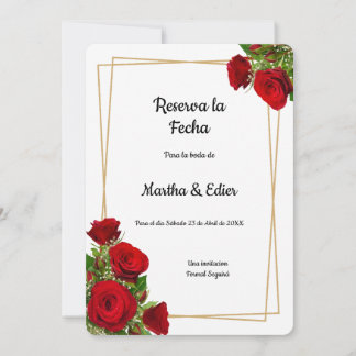 Chic Red Roses Matrimony Formal  Save The Date