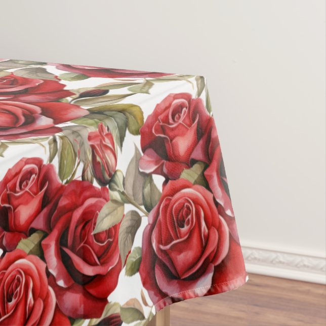 Chic Red Roses Tablecloth (In Situ)