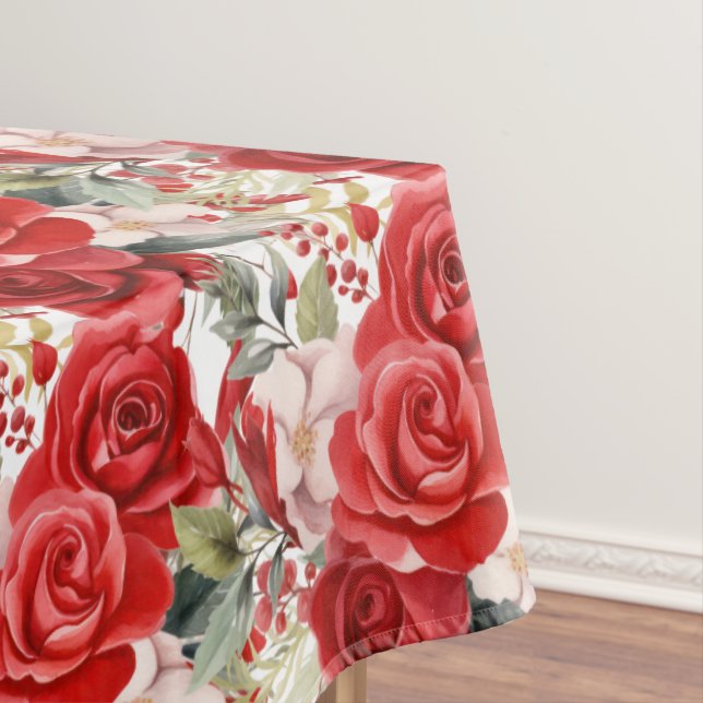 Chic Red Roses Tablecloth (In Situ)