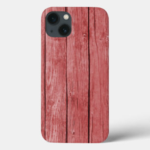 Chic Red Rustic Wood iPhone 13 Case