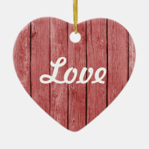 Chic Red Rustic Wood Ceramic Tree Decoration