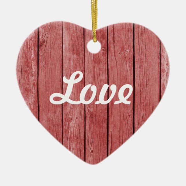 Chic Red Rustic Wood Ceramic Tree Decoration (Front)