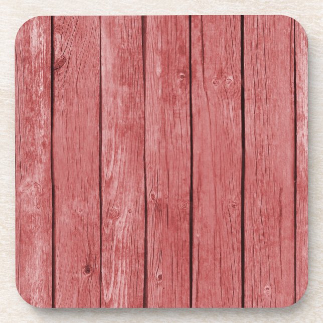 Chic Red Rustic Wood Coaster (Front)