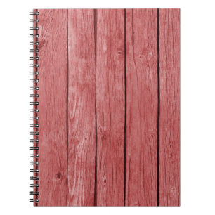 Chic Red Rustic Wood Notebook