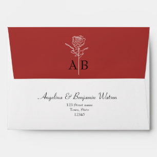 Chic Red Wedding Envelope with Monogram